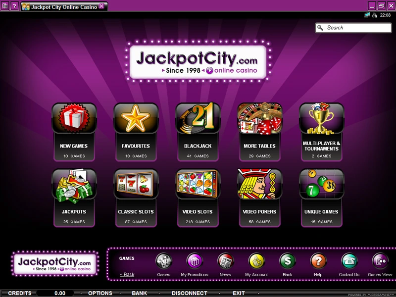 Jackpot City Lobby Screenshot
